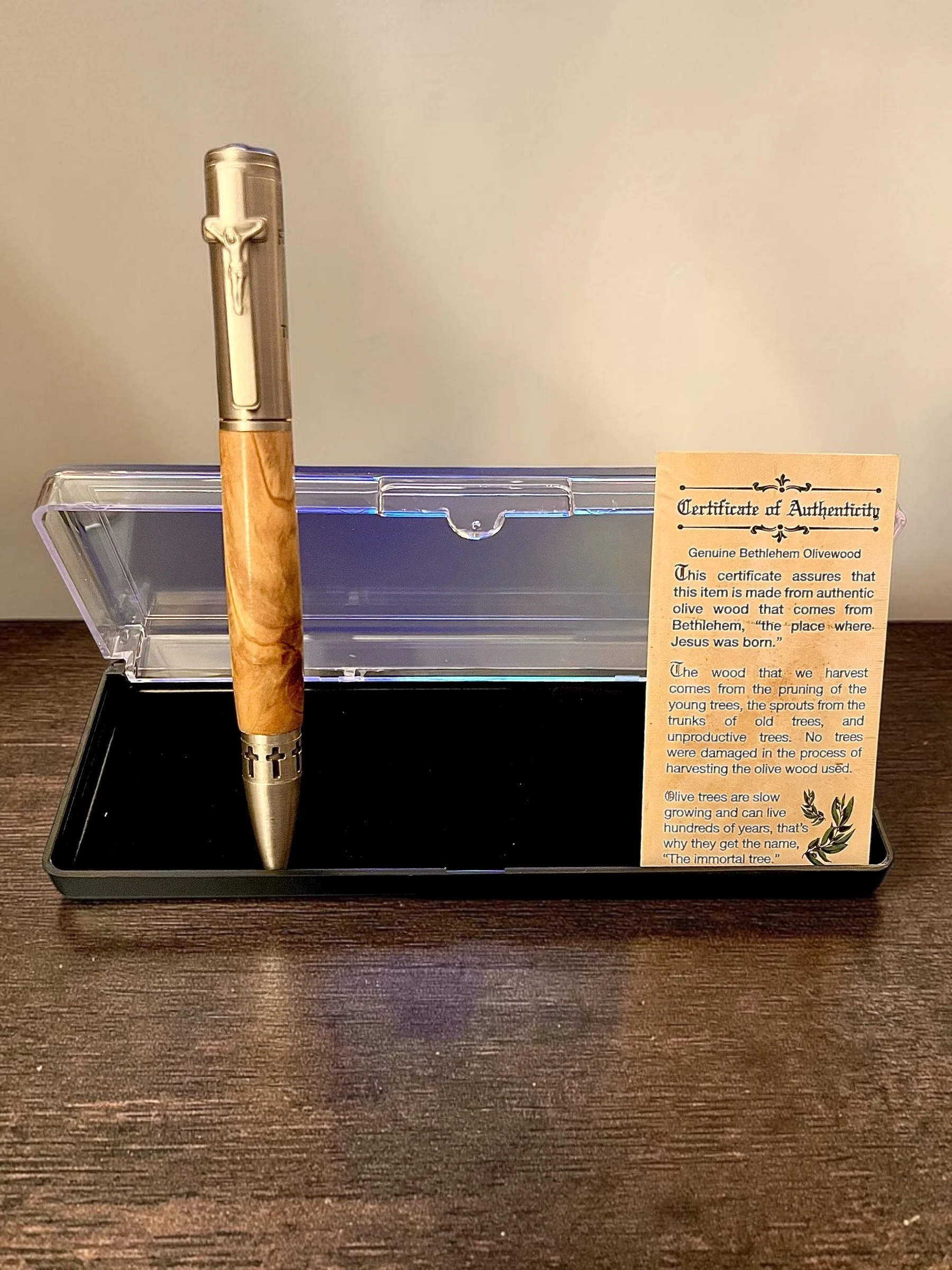 John 3:16 Olivewood Pewter Pen