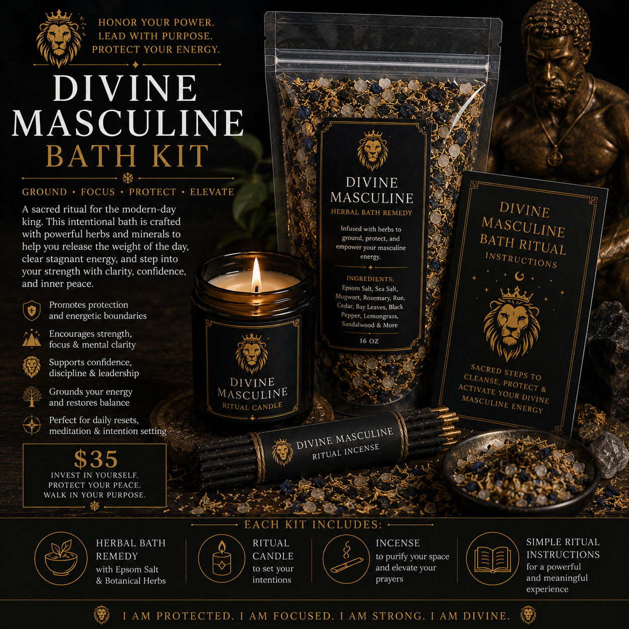 🦁 Divine Masculine Bath Kit