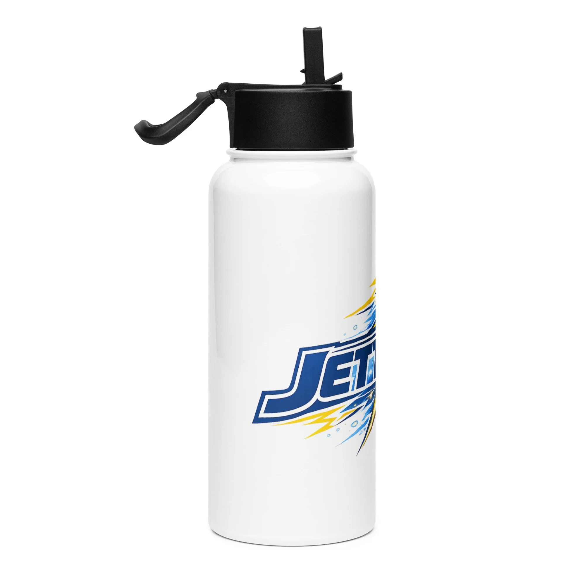 Stainless steel water bottle with a straw lid