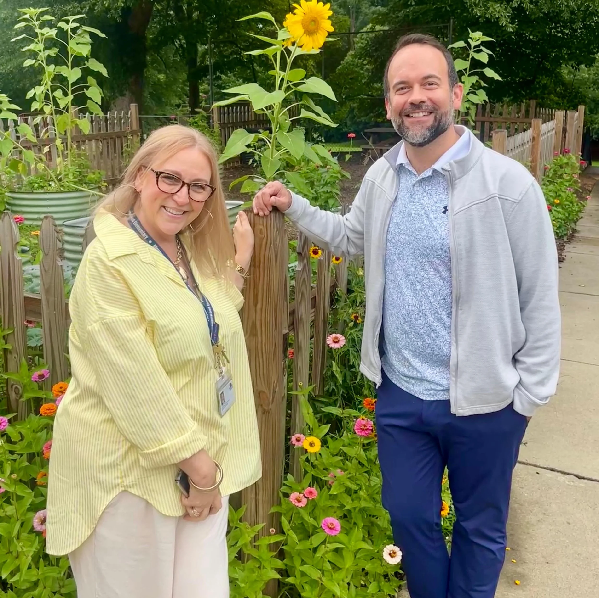 Summer break? More like summer prep. ☀️ While getting everything ready for next school year, our admin team is also keeping a watchful eye on the school garden for our Garden Gnomies. Growing great schools and great flowers and tomatoes takes year-ro