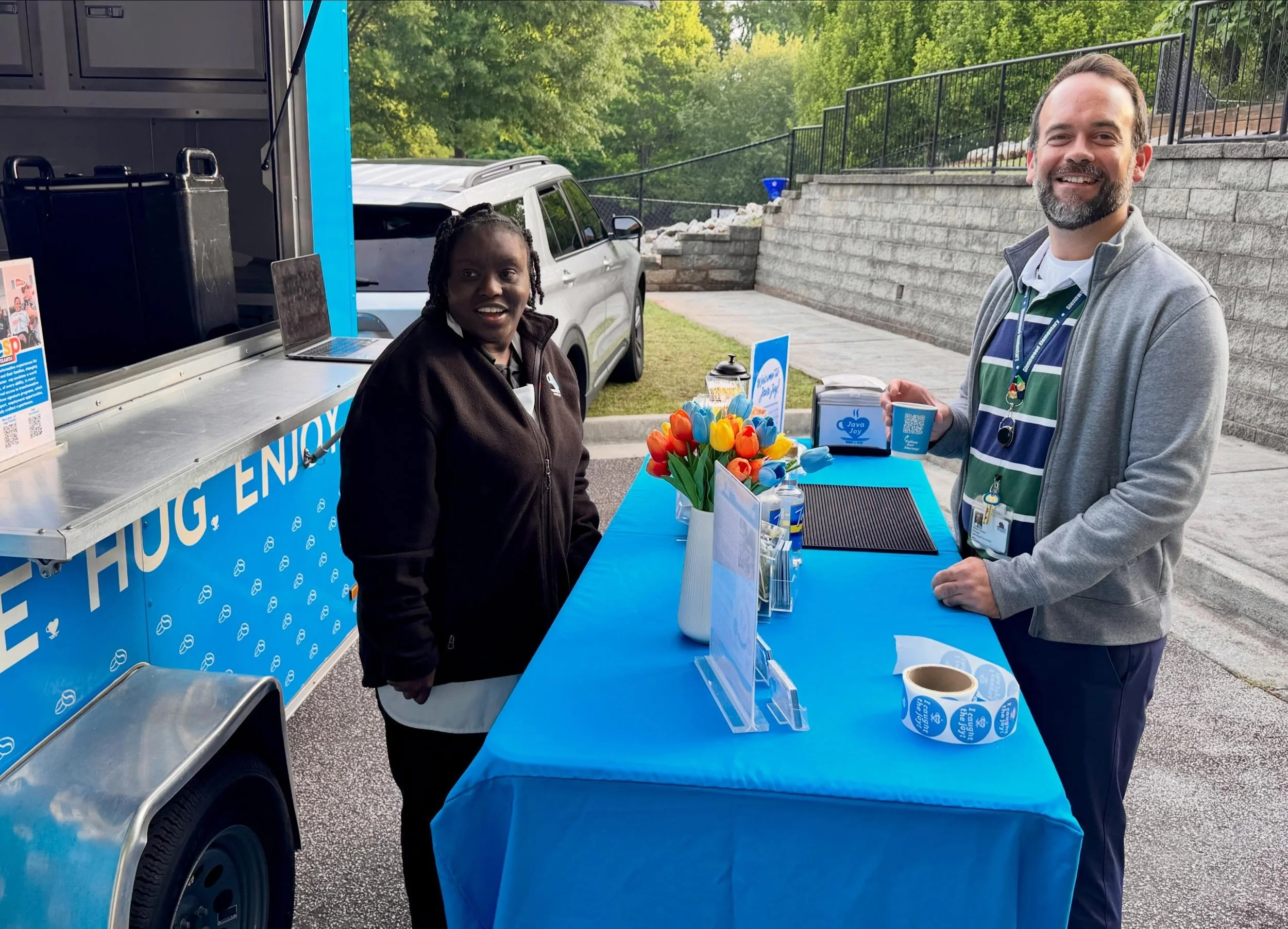 A big thank you to @java.joy for the perfect pick me up! Not only did they bring delicious coffee, but also smiles and hugs for our staff to start their day! #JavaJoy #teacherappreciationweek