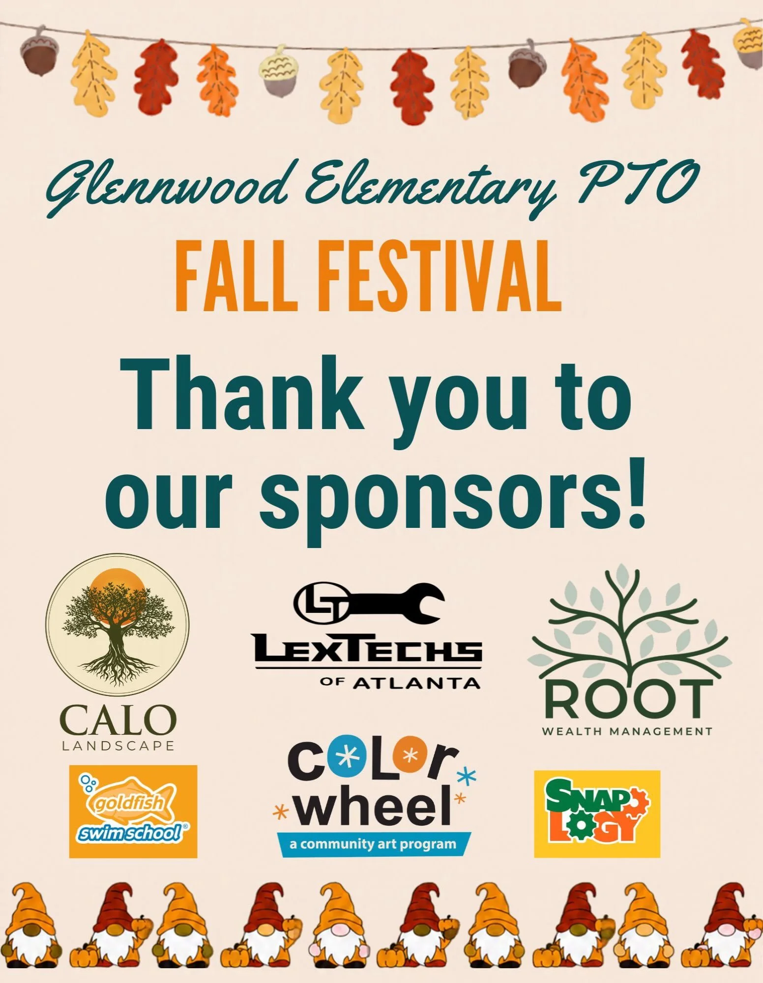 🍁HUGE thank you again to all our amazing sponsors that helped us bring Fall Festival to life at Glennwood!🎃

@calolandscape @root_wm @snapologyofatlantaeast @lextechsatl @colorwheelartstudio @goldfish_decatur @willysmexicana 🦅💚