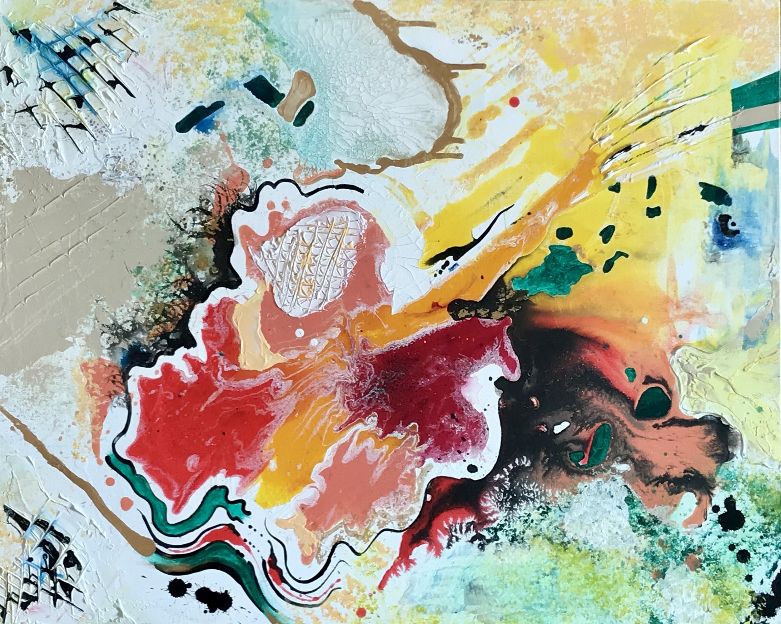Acrylic and ink on canvas, 24x30'', 2019