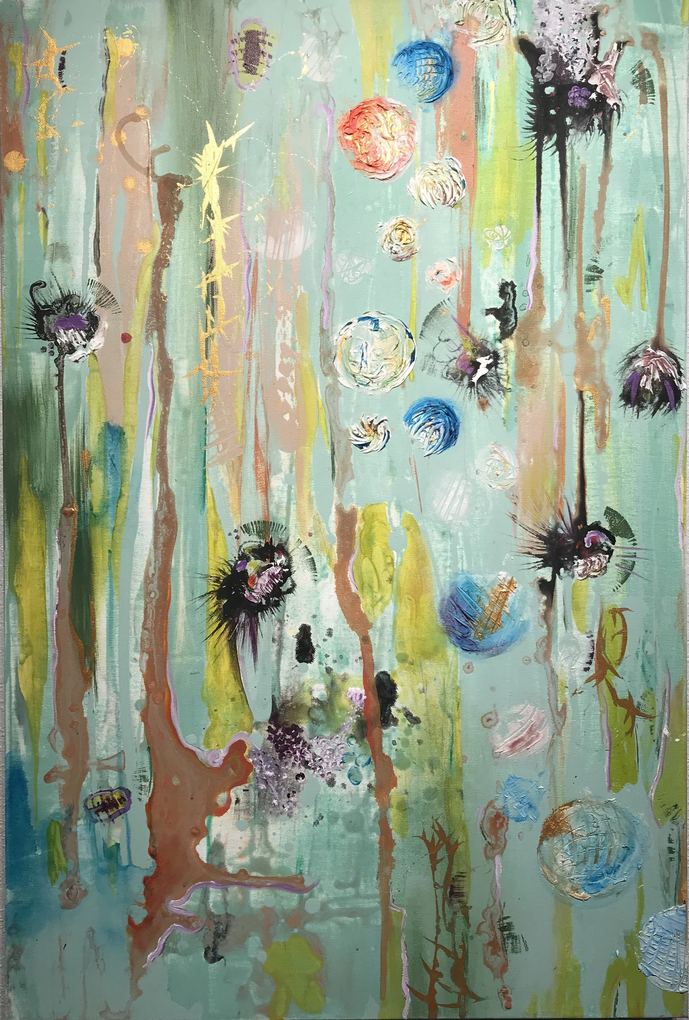 Acrylic and ink on canvas, 24x36'', 2019