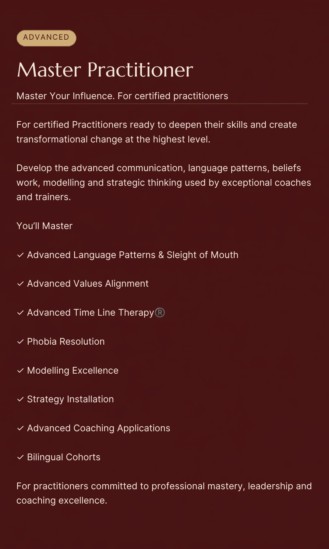 Master Practitioner