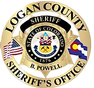 Logan County Sheriff's Office badge with American and Colorado flags.