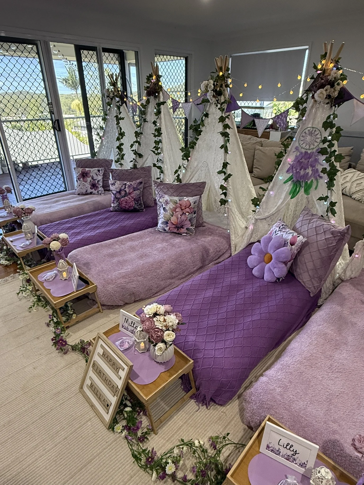 Purple Flower Slumber Party