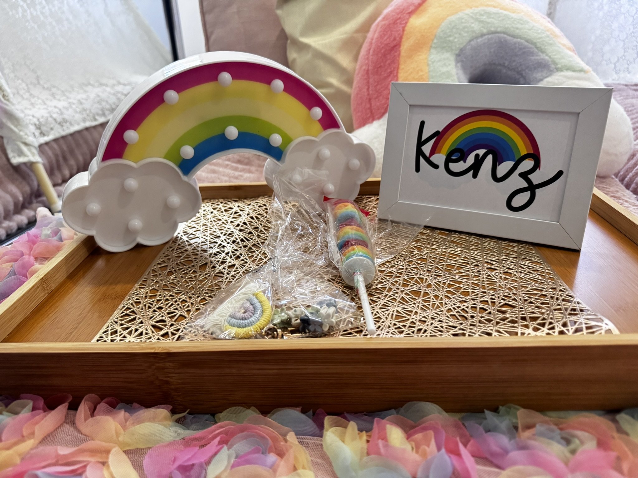 Rainbow Light and Name Sign with lollies