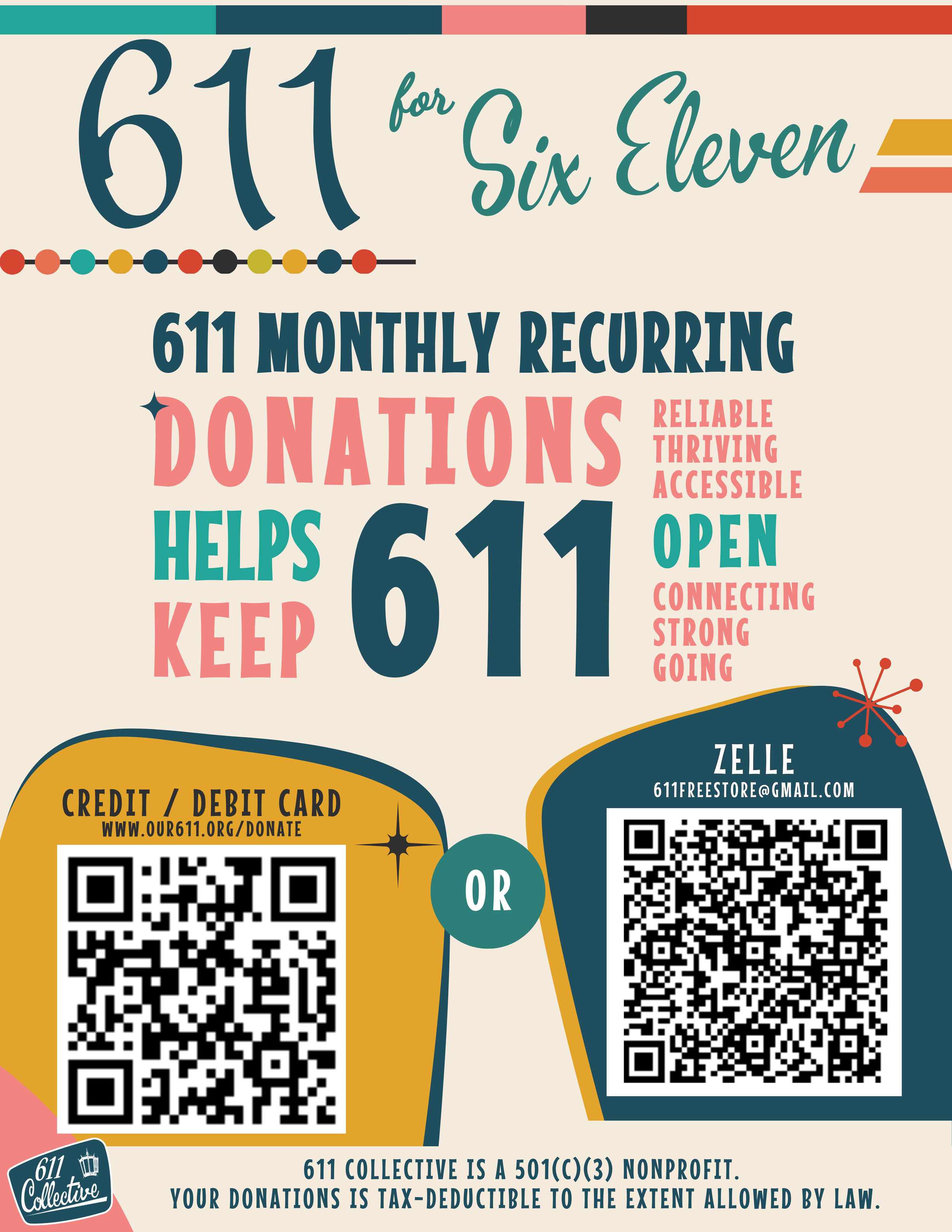 WE NEED 611 PEOPLE TO GIVE $6.11 A MONTH.