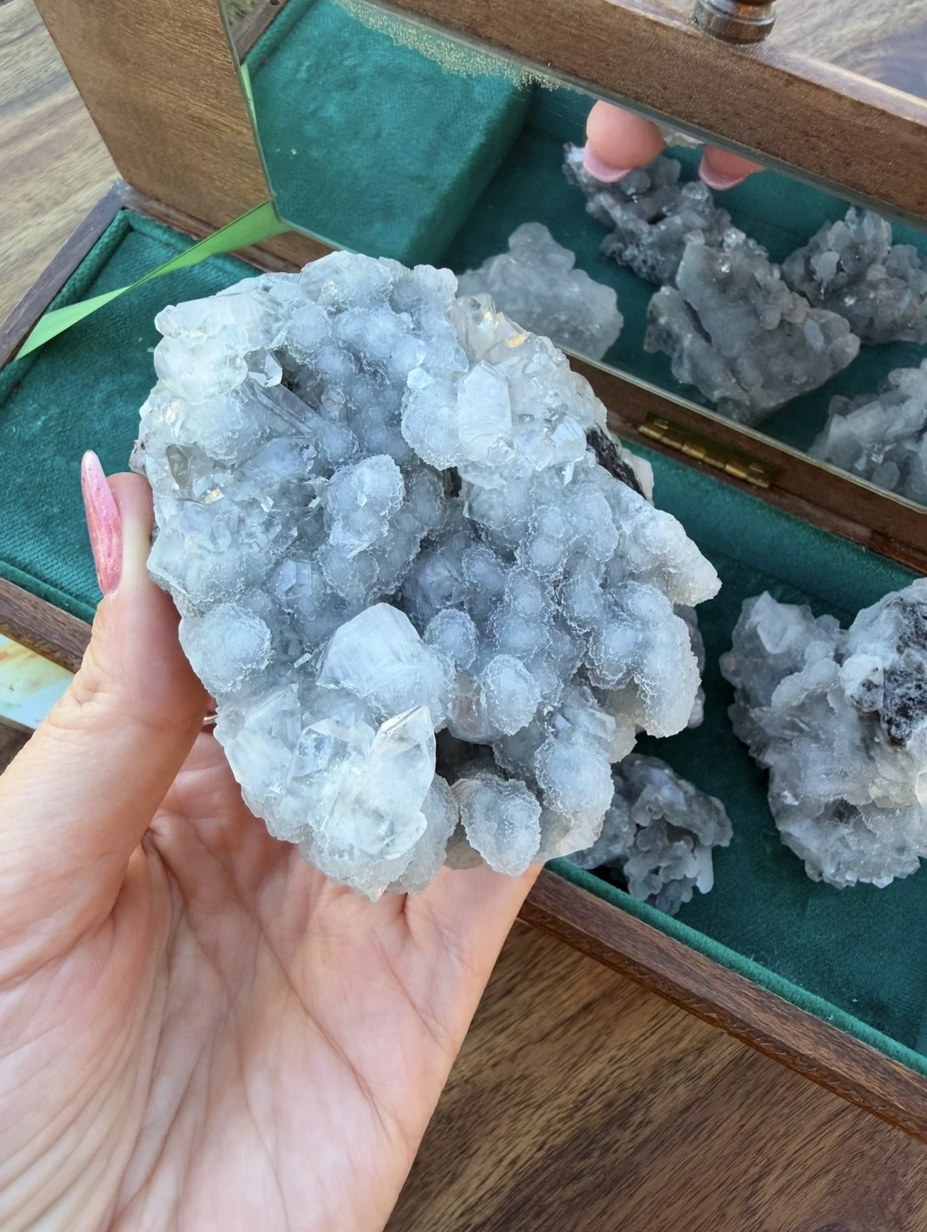 Luna - Blue Grey Chalcedony with Apophyllite