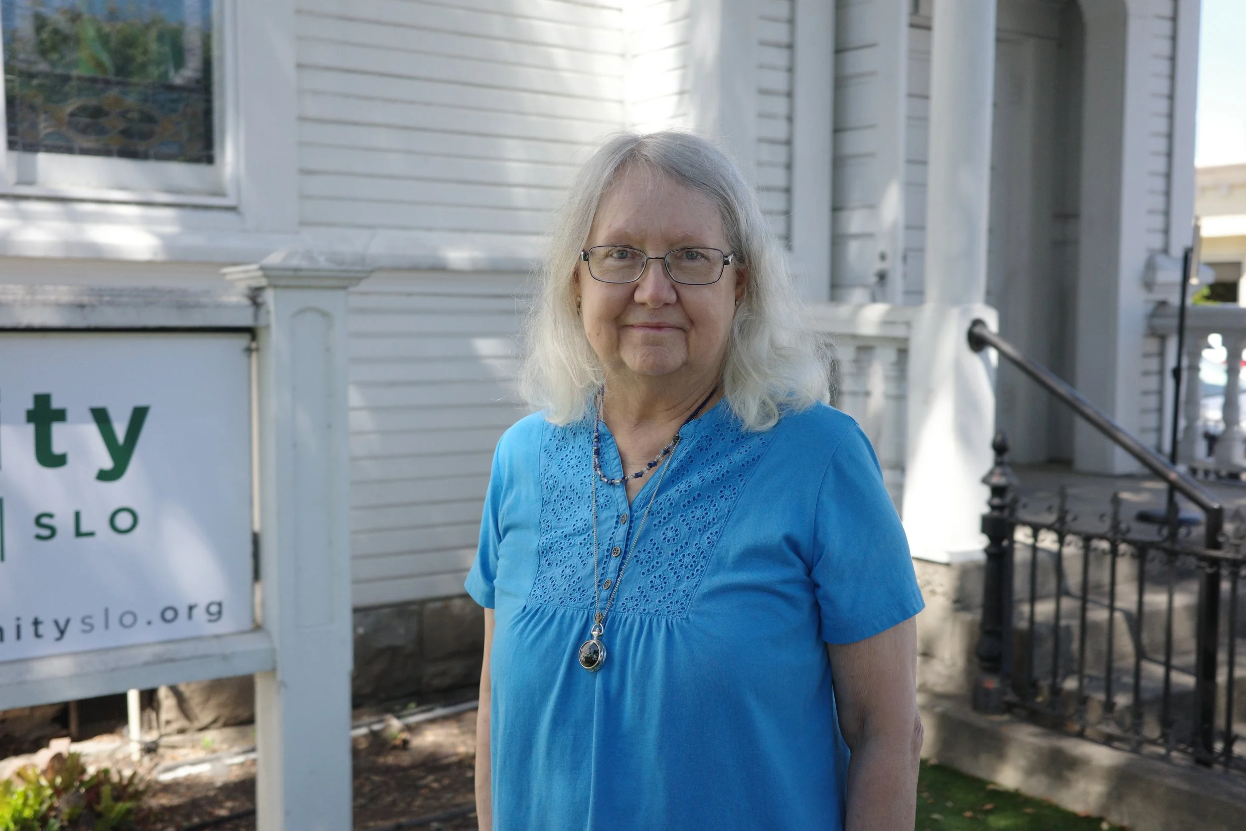 Rosalie Pritzlaff, Mercy Team, smiling outdoors in a blue blouse