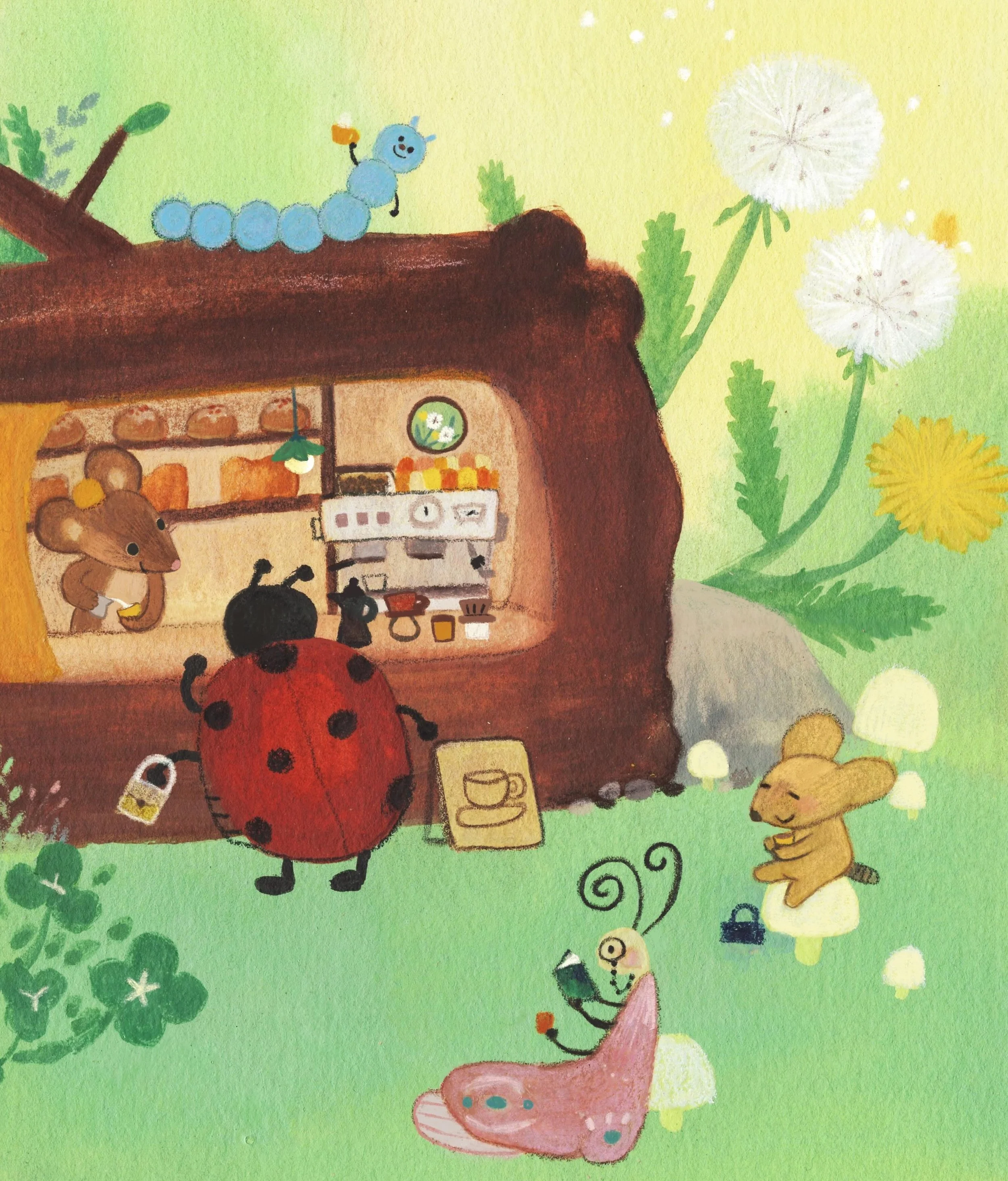 A cozy cafe in the forest ☕️ 

#gouache #missiongouache #illo #illustration