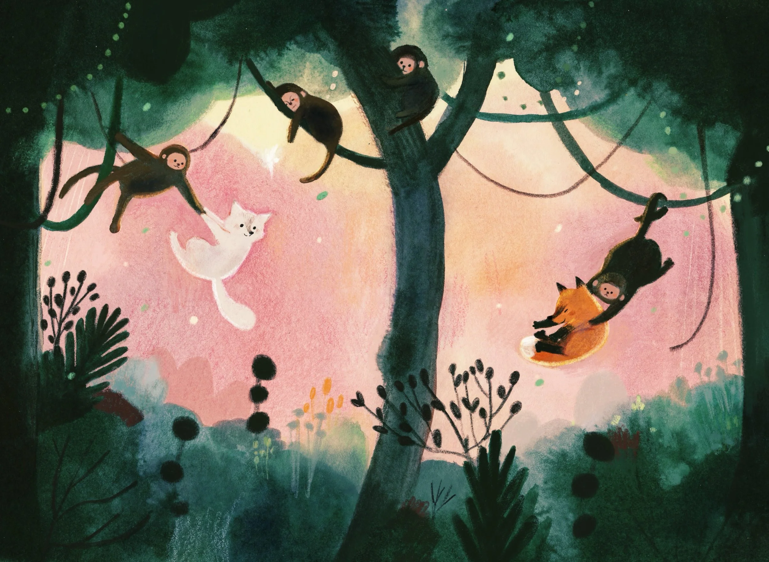 #animaladventuresweek2026 

A helping hand&hellip;.or tail? 🐒 

Hosts:
@bykatiemai 
@raahatkaduji 
@emily_ttch 
@emmamartschinke 
@thejal_paints 

#animaladventuresweek #illustration #forest #animal
