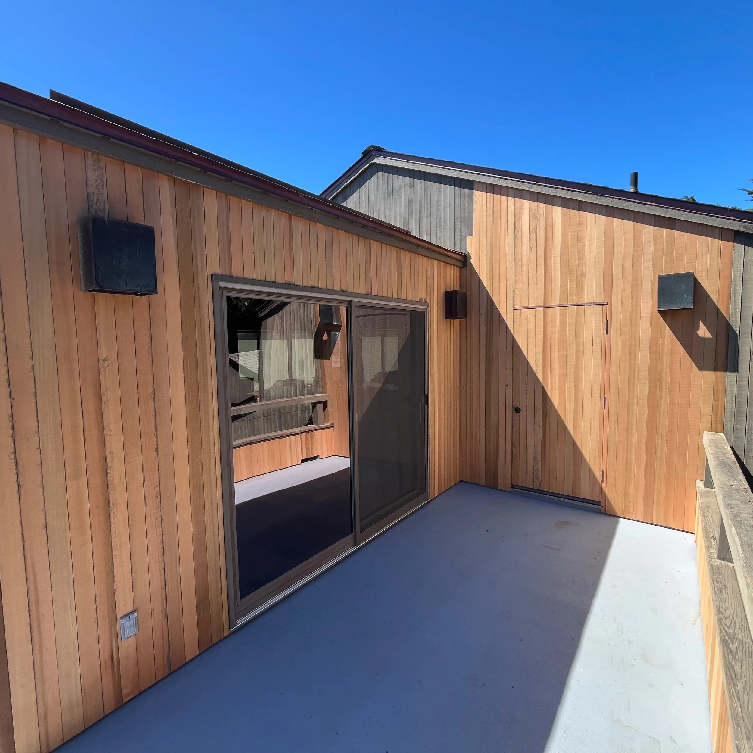 Deck repair and siding with 1x3 clear cedar