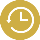 Icon of a clock with a circular arrow around it, representing time or history.