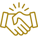 Illustration of two hands shaking, symbolizing agreement or partnership.