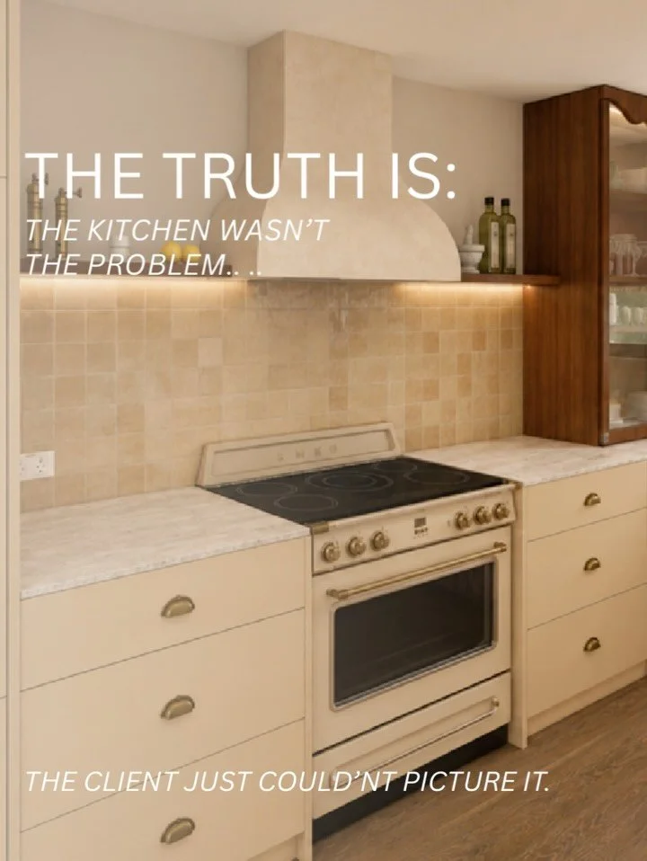 The truth is...

This kitchen wasn&rsquo;t the problem.

The client simply couldn&rsquo;t picture it.
Once people can see the design, decisions become a whole lot easier.
Because most delays don&rsquo;t happen when people don&rsquo;t know what they w