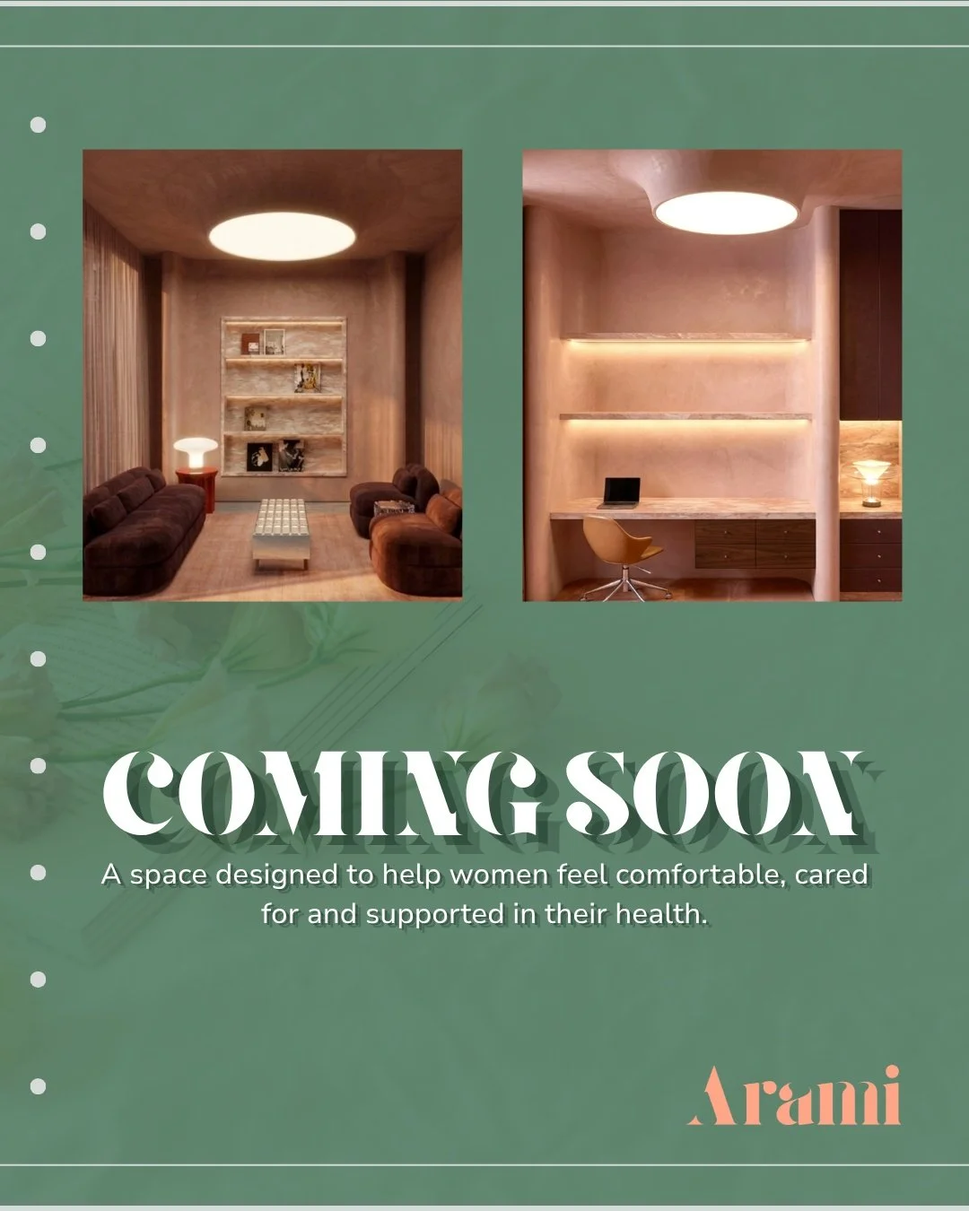 Healthcare as self-care. That&rsquo;s the feeling we&rsquo;re building from the ground up 🩺✨

We are so excited to share a first look at the design concepts for our future Arami clinic, brought to life by the brilliant team at @nickolasgurtler.

We 