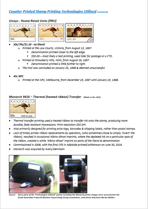 Counter Printed Stamps (CPS) - Printing Technologies Used