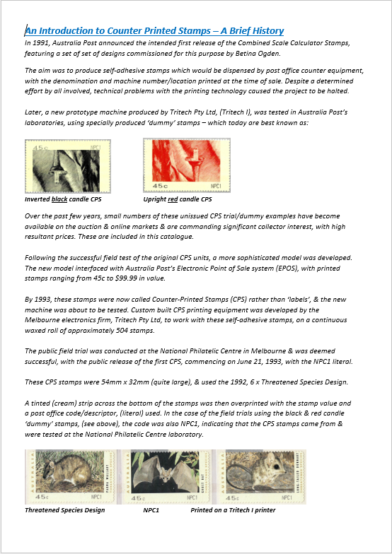 An Introduction to Counter Printed Stamps - A Brief History