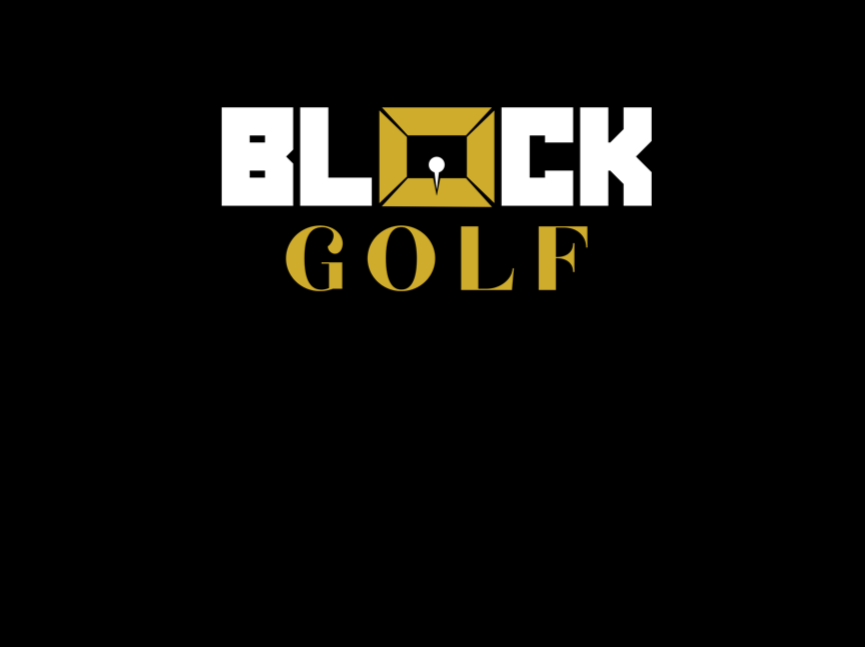 Logo for Black Golf with a stylized gold golf hole and flag inside the letter 'O' in 'Black' on a black background.