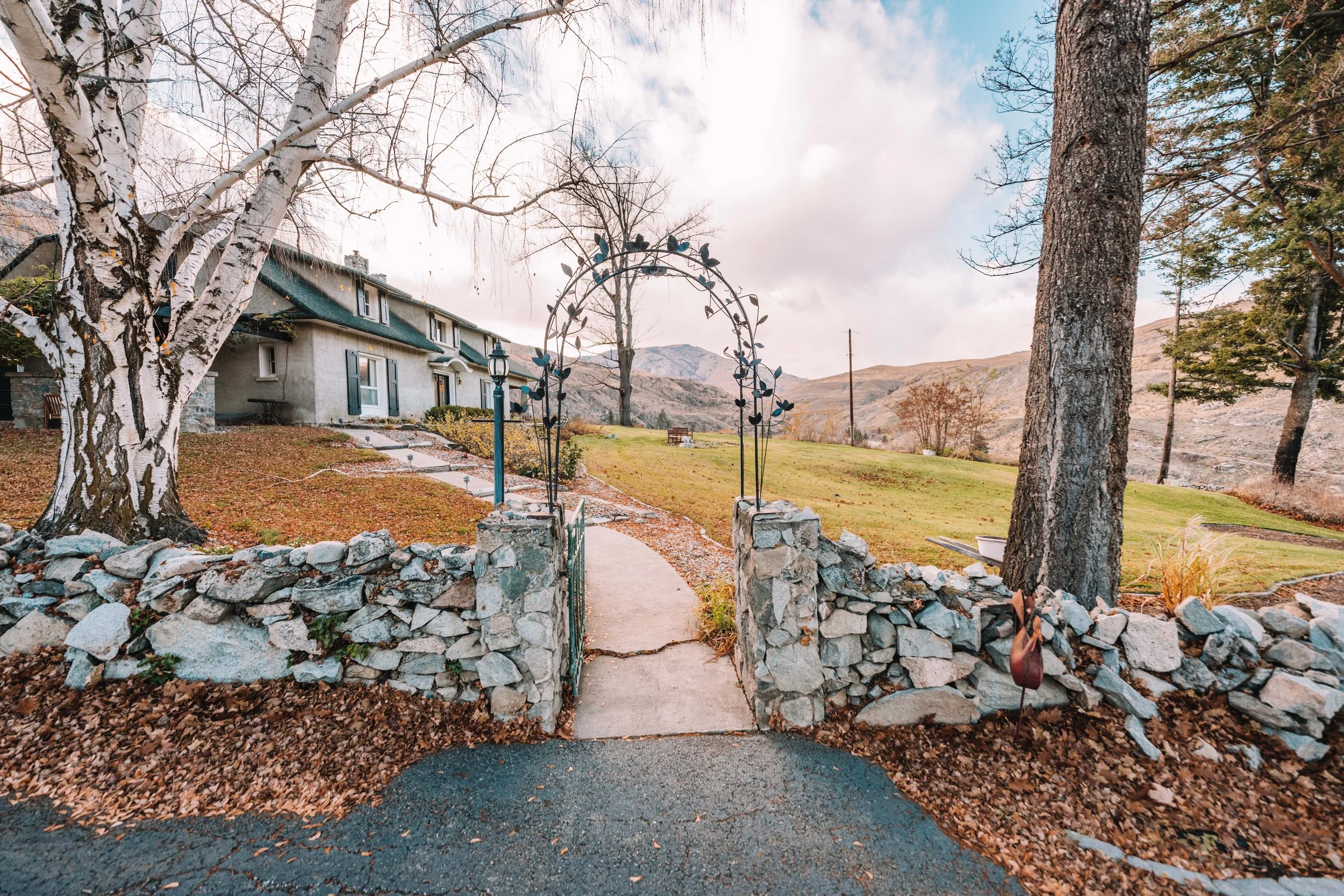 Arch and pathway outside the front of the house