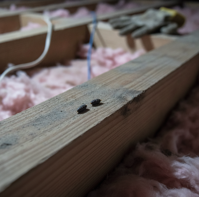 roof rat and mouse droppings side by side on attic floor