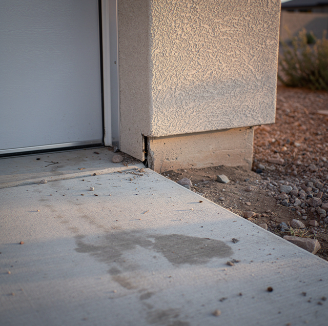 ultraviolet lamp showing two scorpions on garage concrete threshold