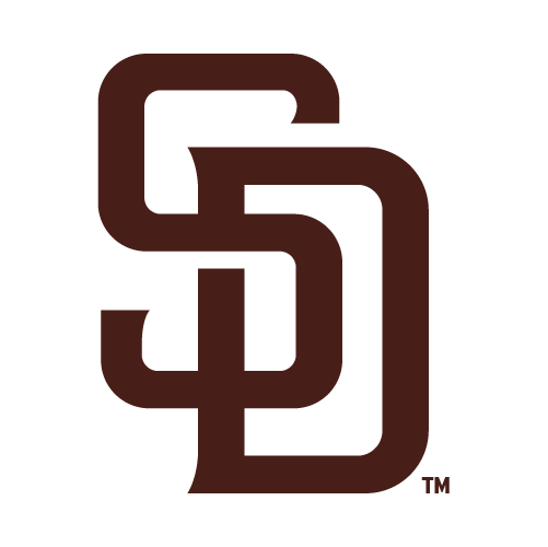 San Diego Padres logo with interlocking gold and brown letters 'SD' on a black background.