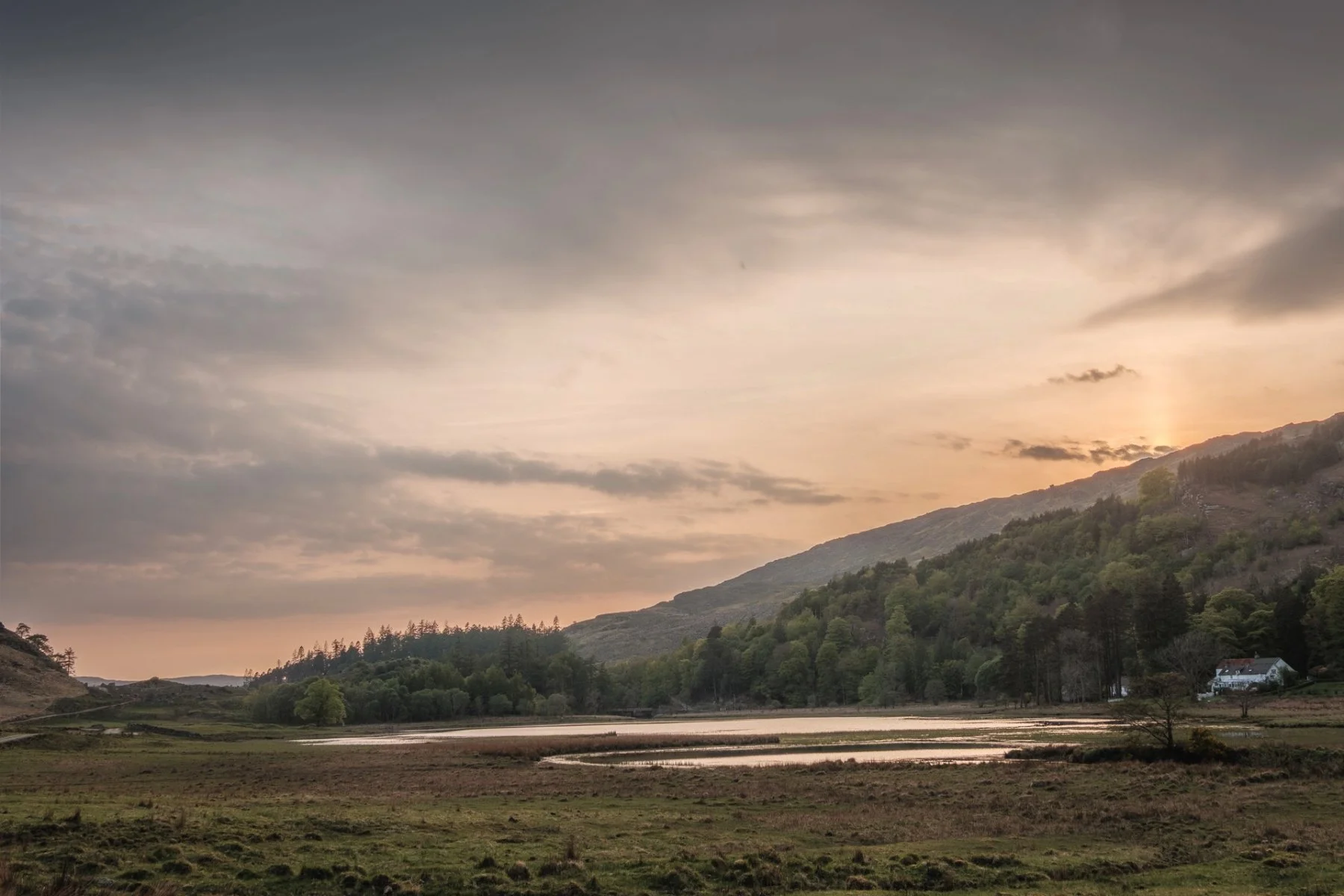 Last light of the day over Loch nan Lochan with the sky tinted with sunset colours | Glen Moidart Scotland | Steven Marshall Photography
