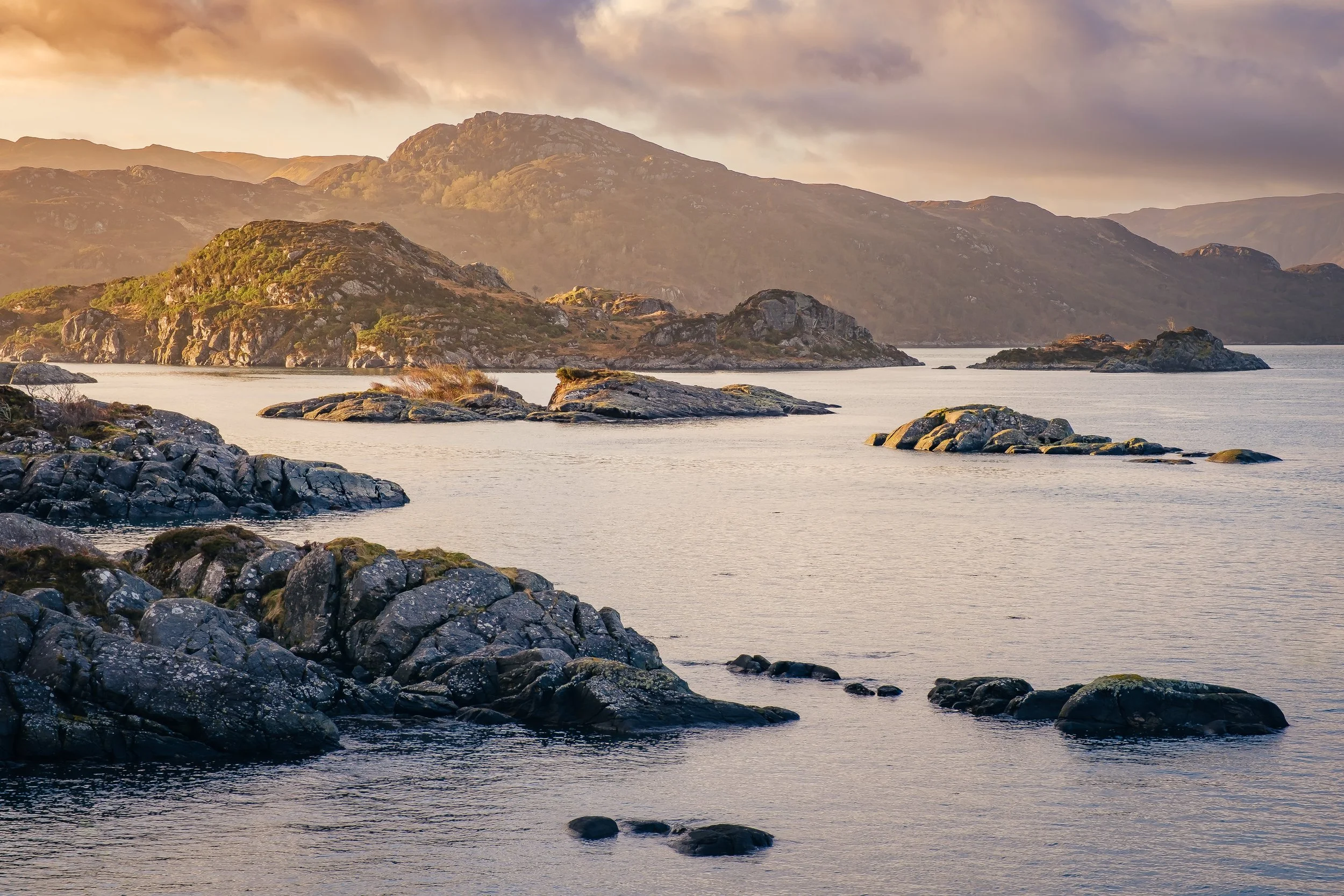 The island of Risga in Loch Sunart illuminated by morning light | Ardnamurchan Scotland | Steven Marshall Photography