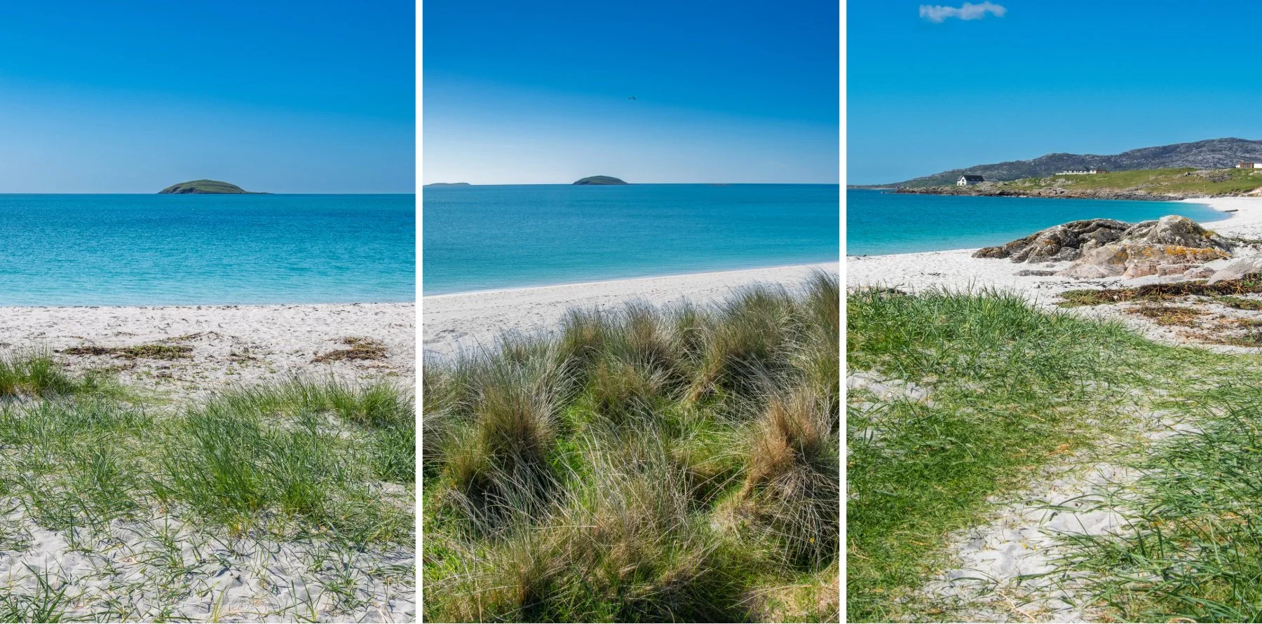The marram grass, fringing the sands of Coilleag a Phrionnsa, Eriskay, known as the Prince’s Beach | Outer Hebrides Scotland | Steven Marshall Photography