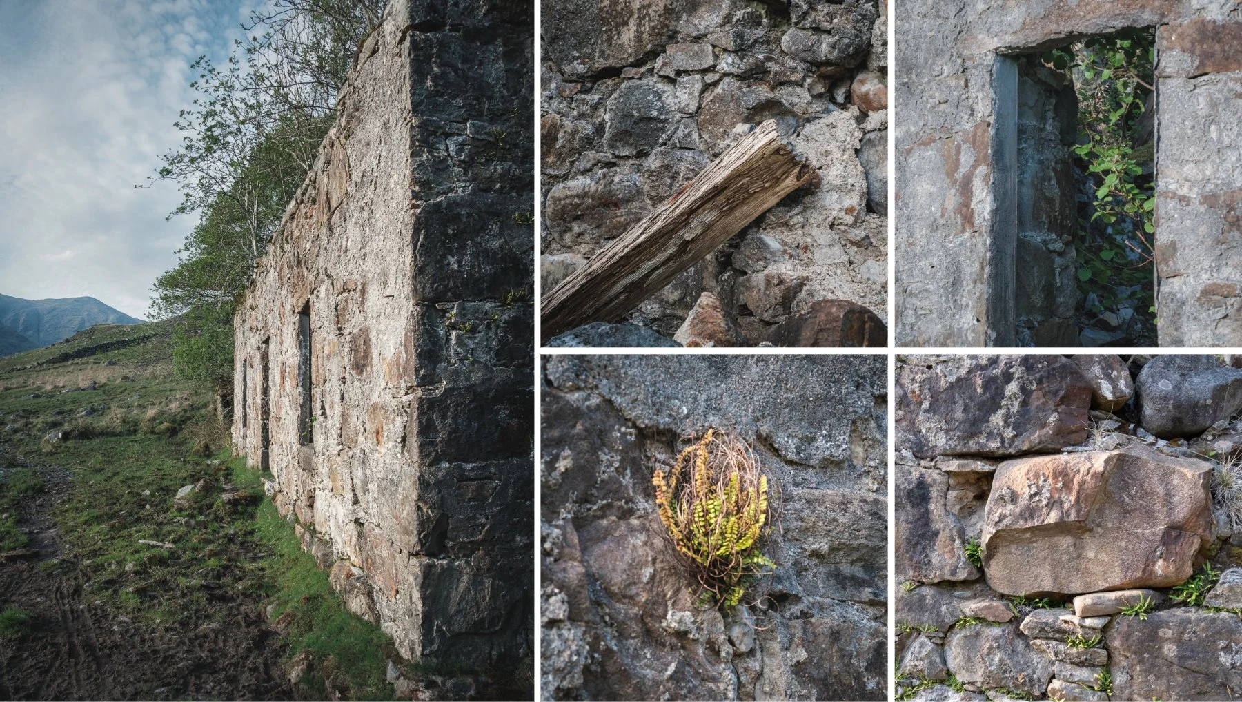 Close ups of the ruins of stone croft buildings at Glenforslan | Glen Moidart Scotland | Steven Marshall Photography