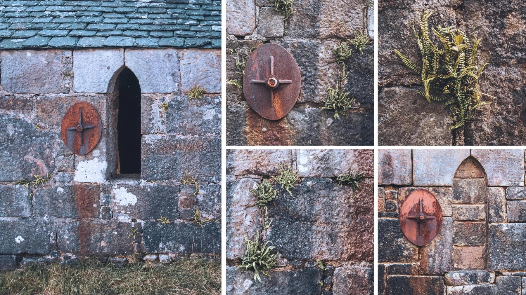 Close ups of the stone wall of the old boathouse by Loch Aline at Ardtornish Estate | Morvern, Scotland | Steven Marshall Photography