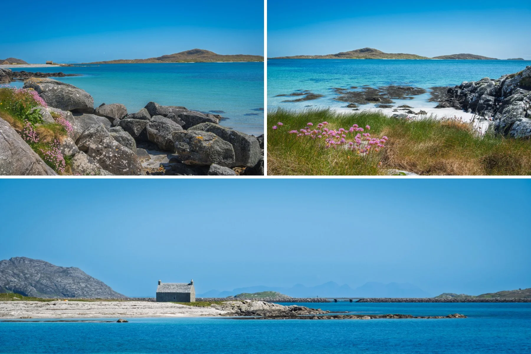 Isle of Eriskay viewed over a crystal blue sea from the shore at Kilbride on South Uist | Outer Hebrides Scotland | Steven Marshall Photography