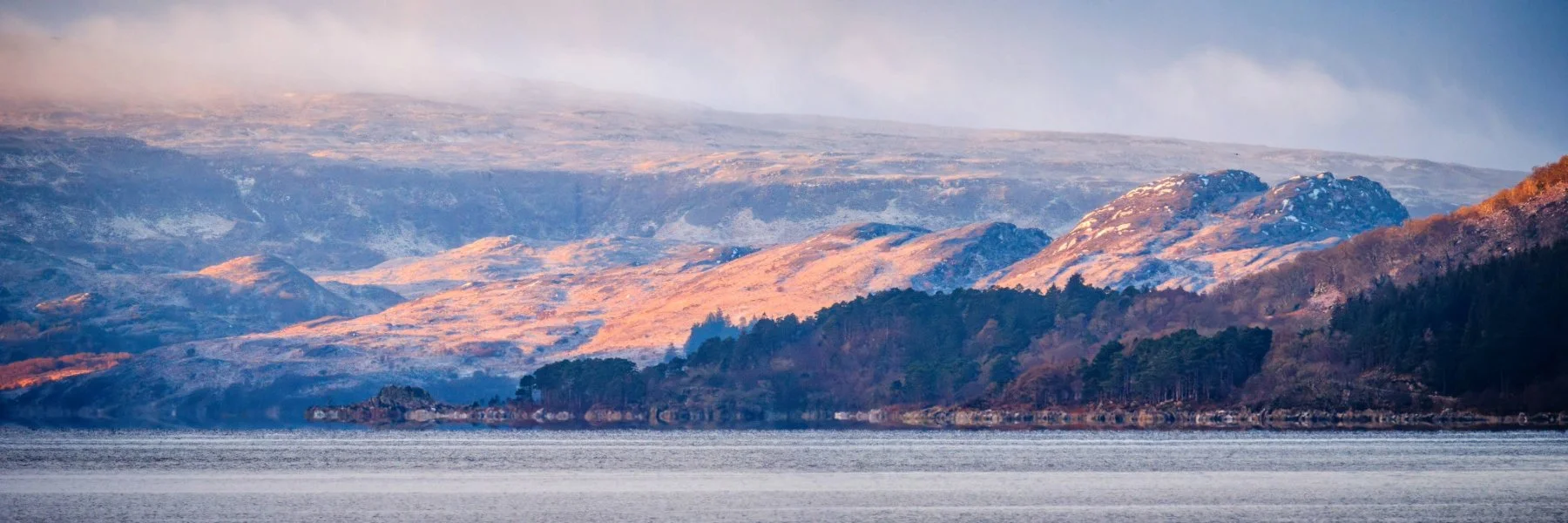 Morning light hitting the slopes of the hills on the Isle of Carna | Sunart Scotland | Steven Marshall Photography