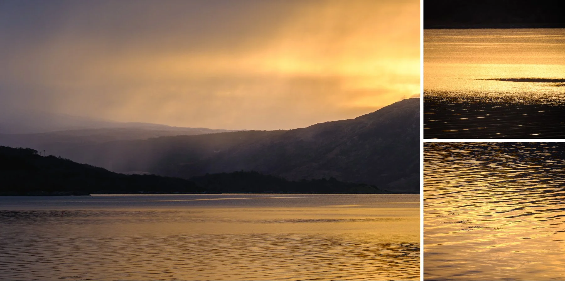 Golden coloured skies and water during a sunrise over Loch Sunart at Resipole | Sunart Scotland | Steven Marshall Photography