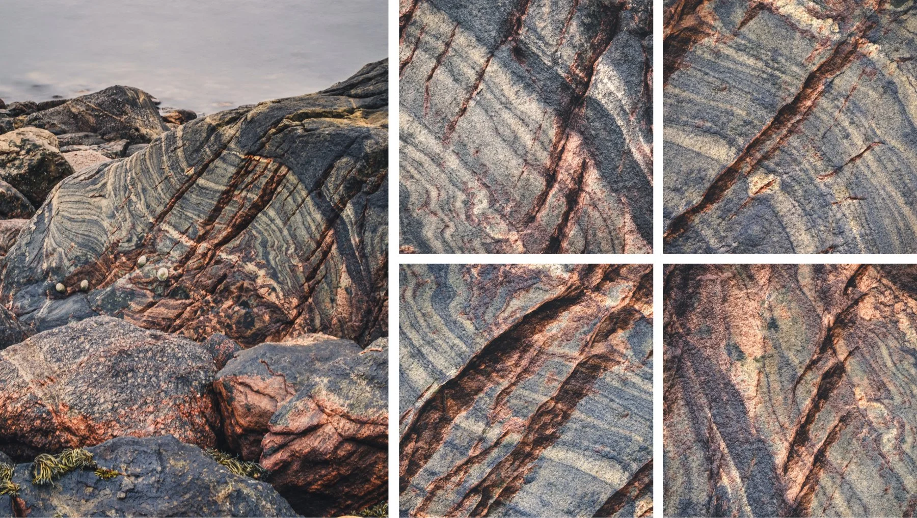 Rocks with lines and colours in them on the shore of Loch Sunart at Resipole | Sunart Scotland | Steven Marshall Photography