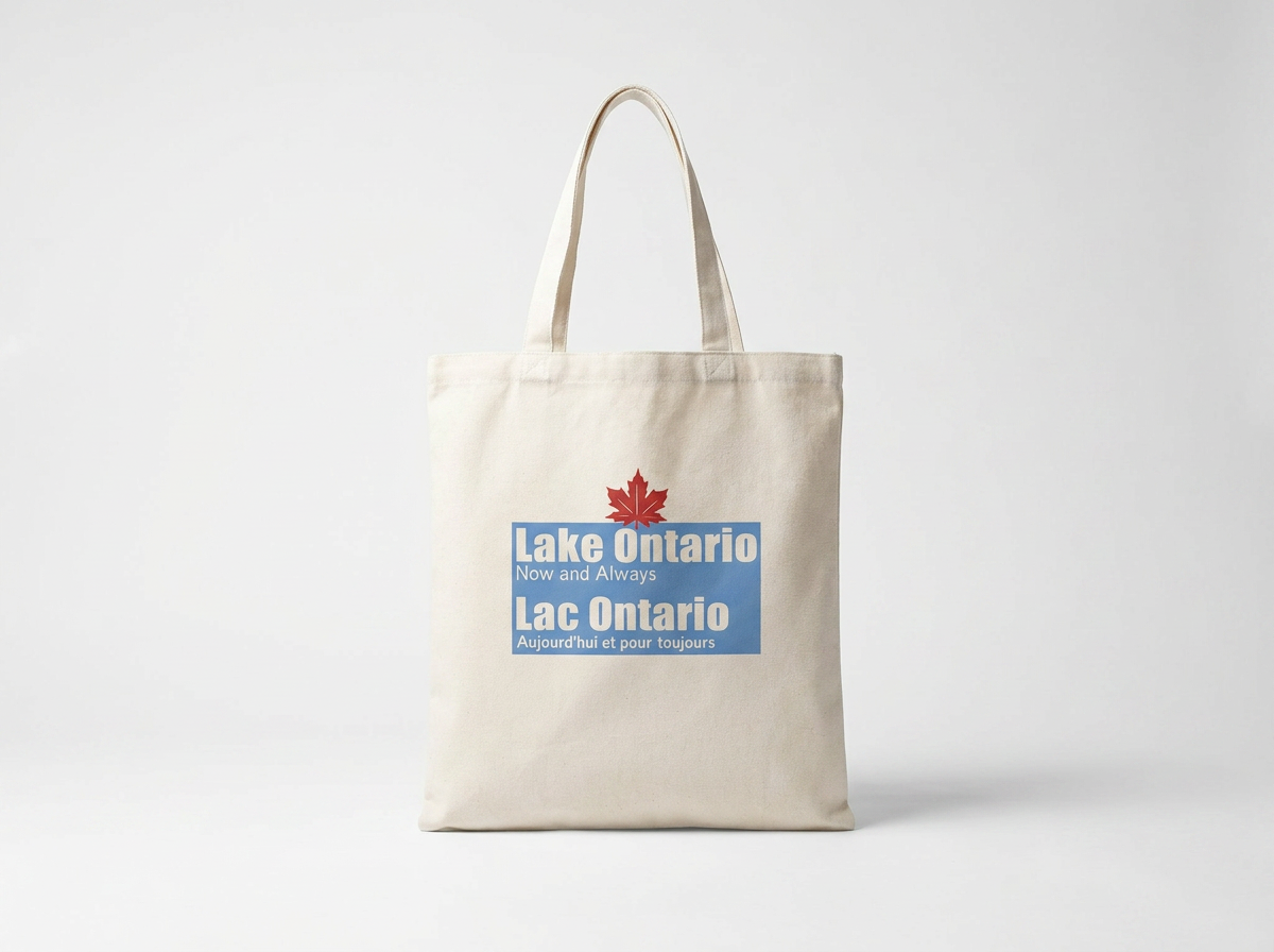 Lake Ontario Bilingual Tote Bag – Ontario Canvas Tote | Premium Everyday Carry | White | 13.78 x 15.75 inches