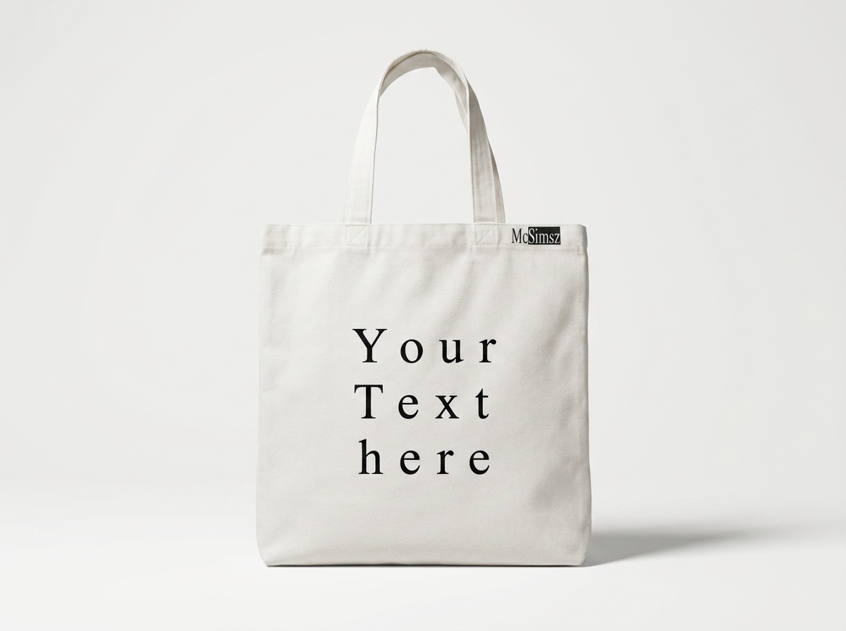 Personalized Text Tote Bag | Premium Everyday Carry | Mcsimsz | White | 13.78 x 15.75 inches