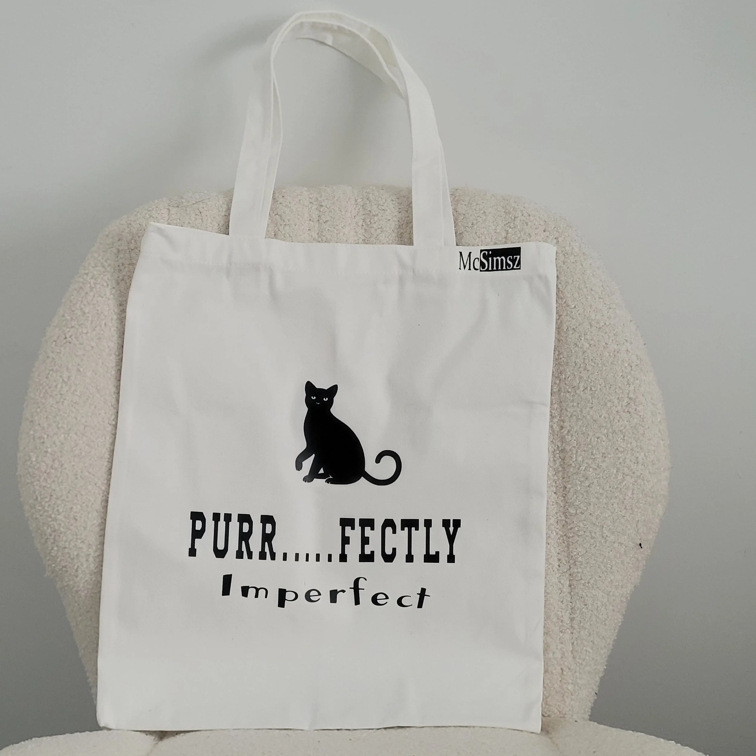 Purrfectly Imperfect Cat Lover Tote Bag - Black - McSimsz.jpg