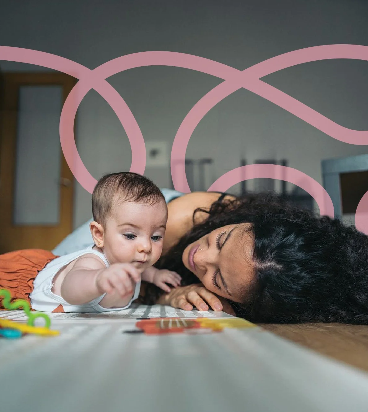 Woman taking a peaceful moment with a toddler