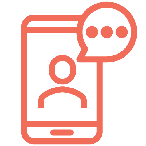 Smartphone icon representing a reliable internet connection and device for online video consultations