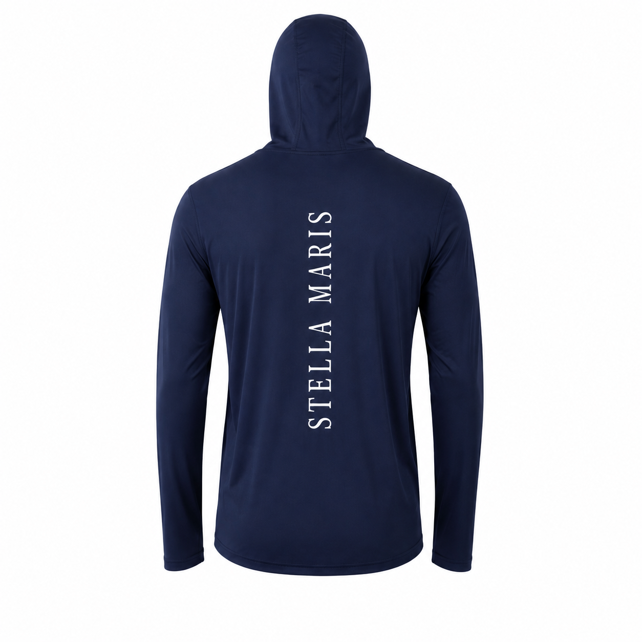 Navy Hoodie - Back  Hood On.png