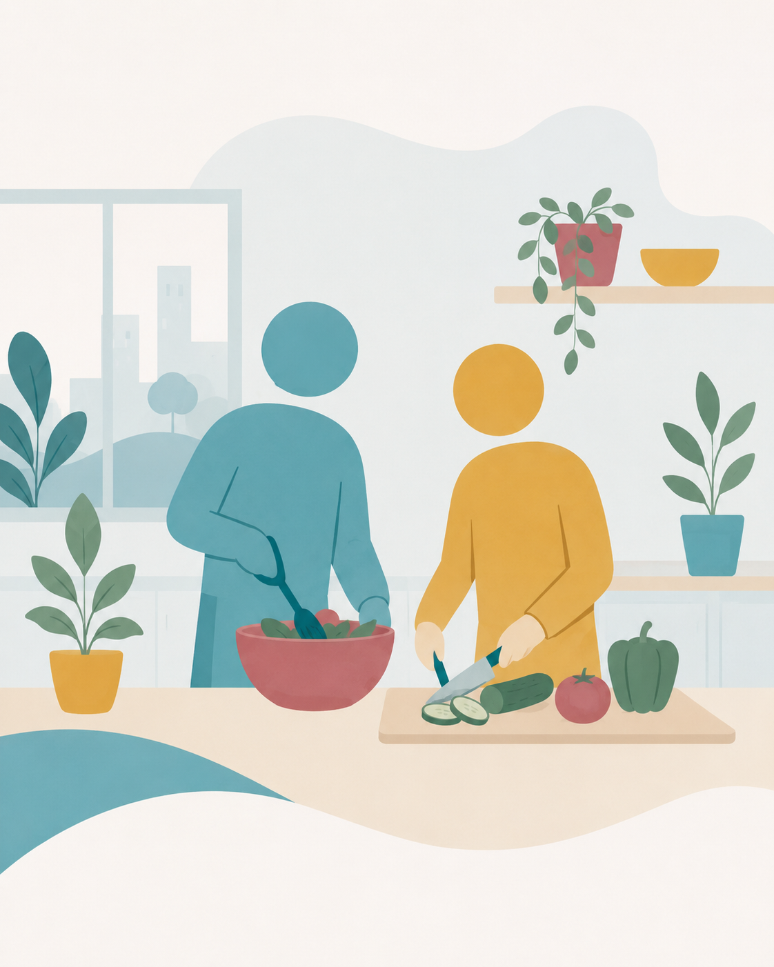 Two people preparing a meal together during practical in-home support.