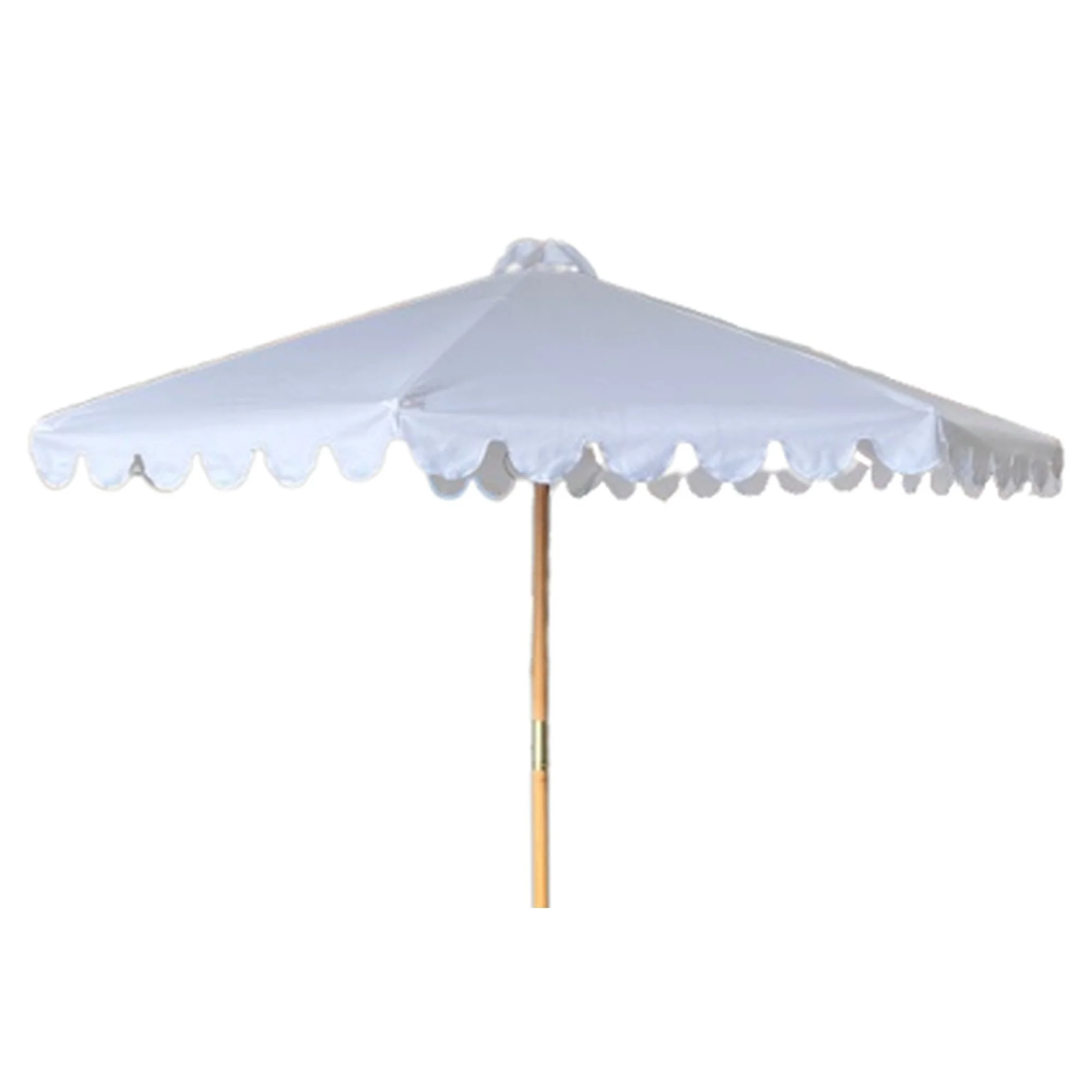 Market Umbrella - White with White Scallop Edge