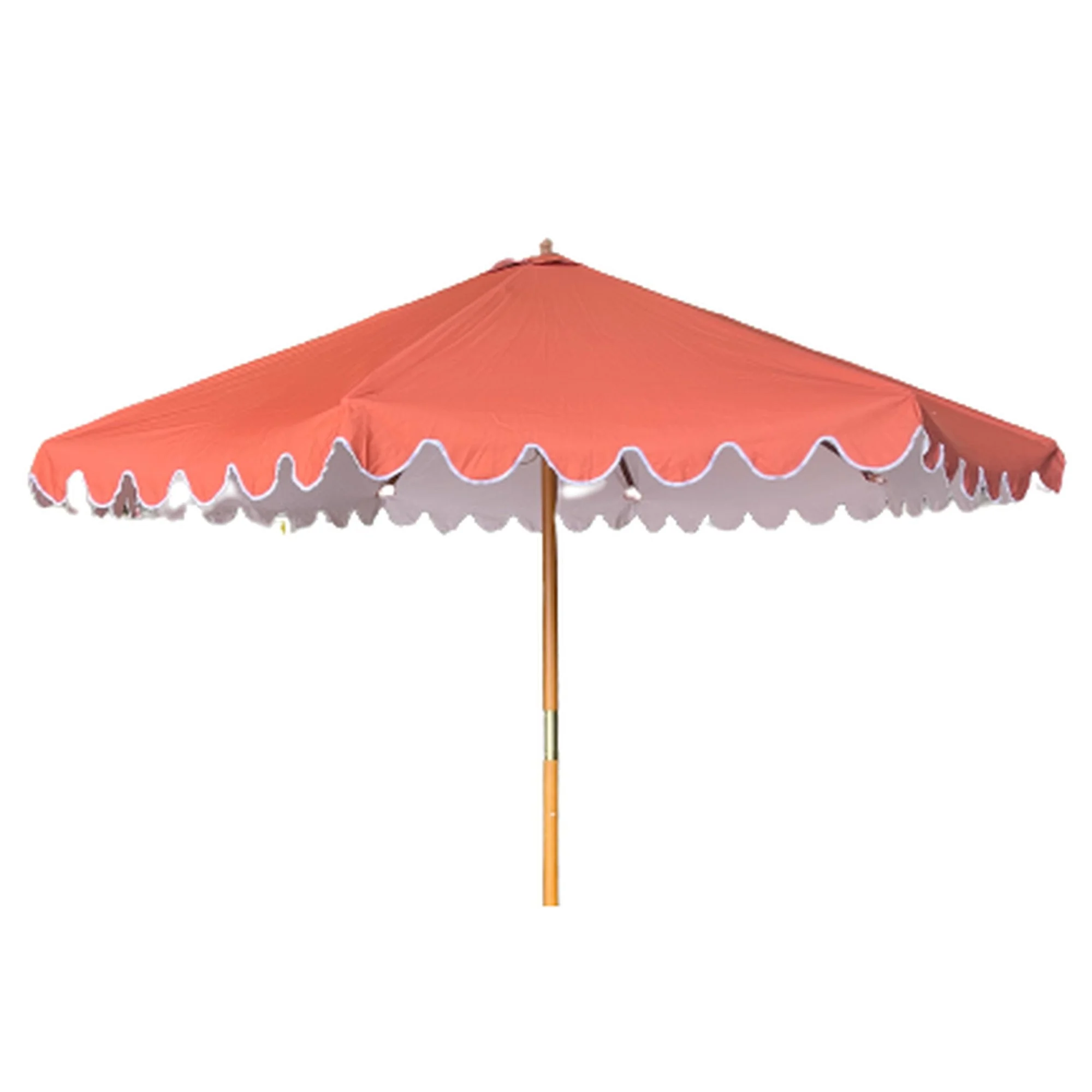 Market Umbrella - Burnt Orange with White Scallop Edge