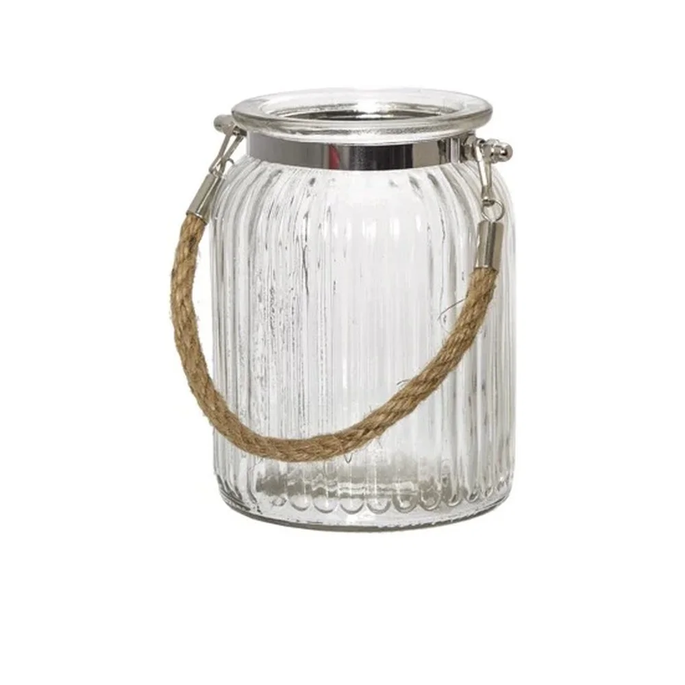 Hurricane Glass Jar with Jute Rope - Medium