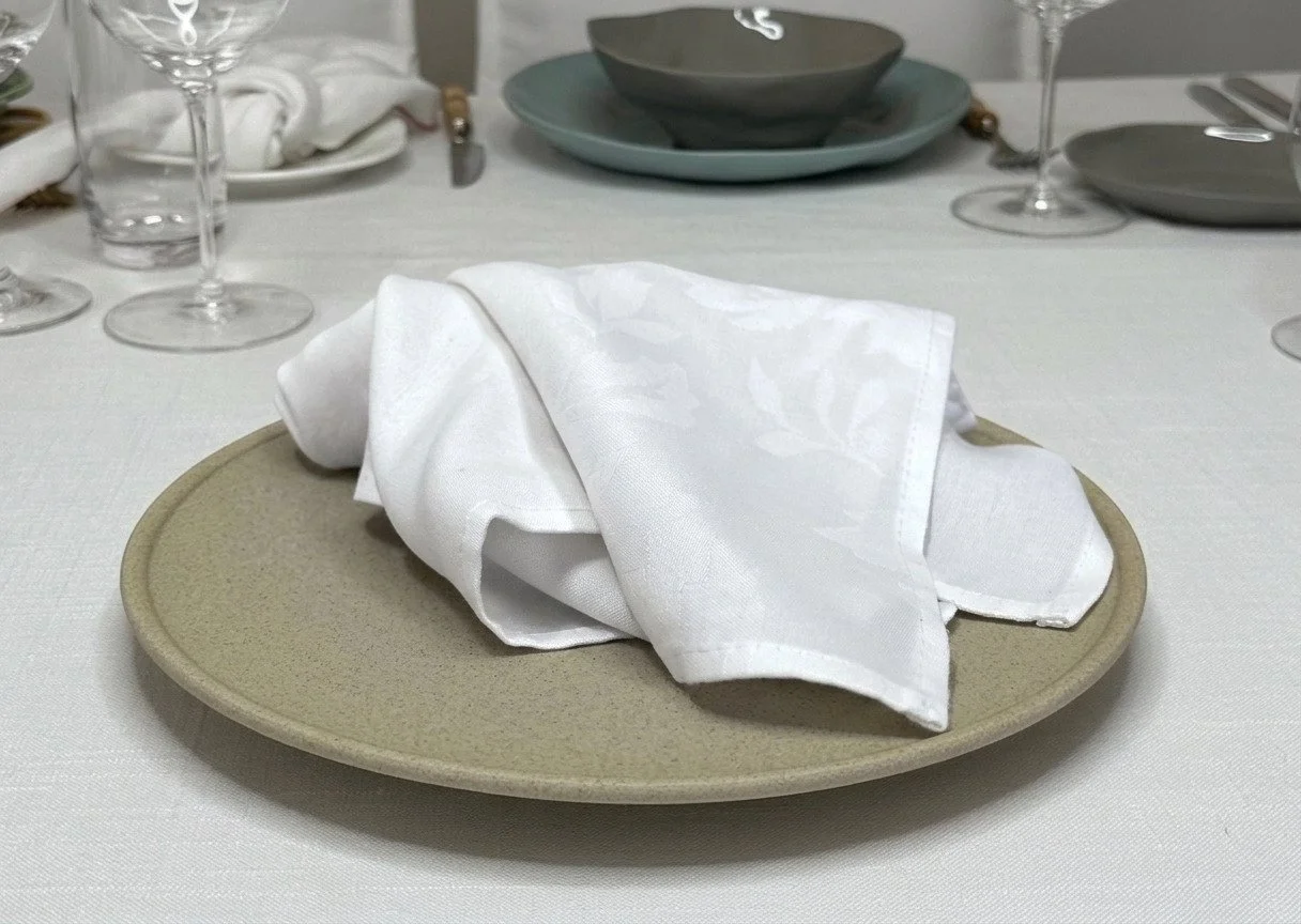White Rose Damask Napkin