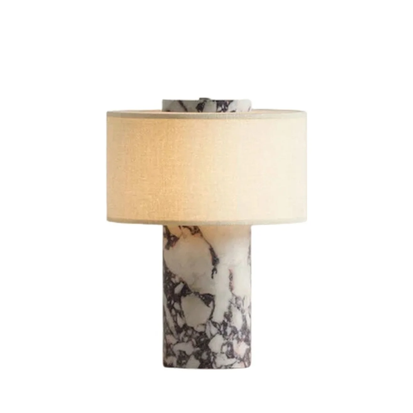 Viola Marble Lamp with Linen Shade (Battery Operated)